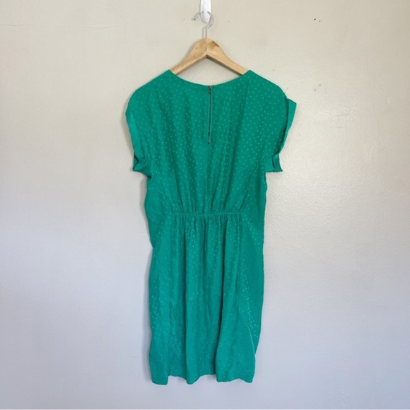 Fossil Emily Silk Dress in Kelly Green Polka Dot Short Sleeve Dress Size 6 - Picture 2 of 9